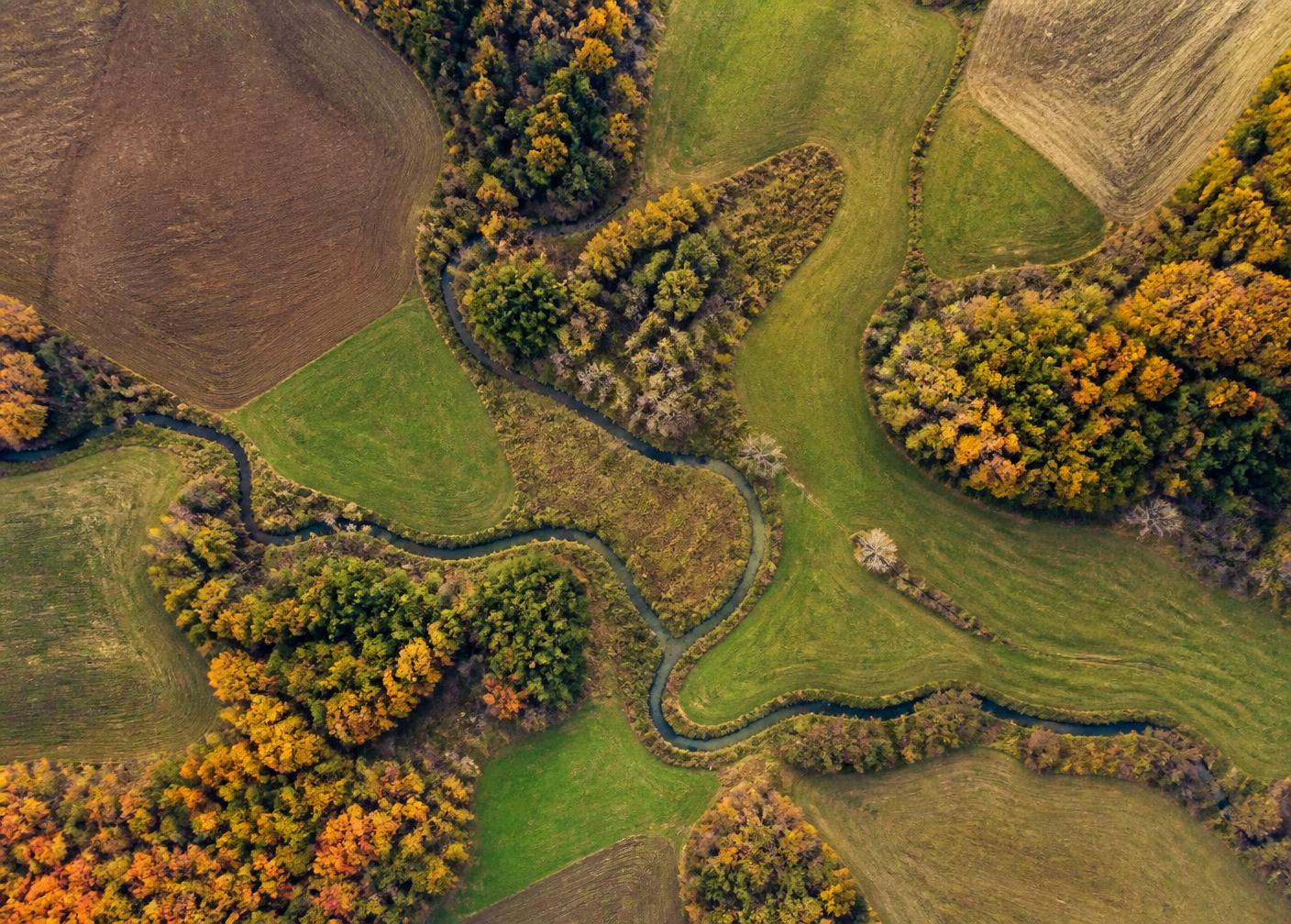 Aerial view of field geometry and parcel edges