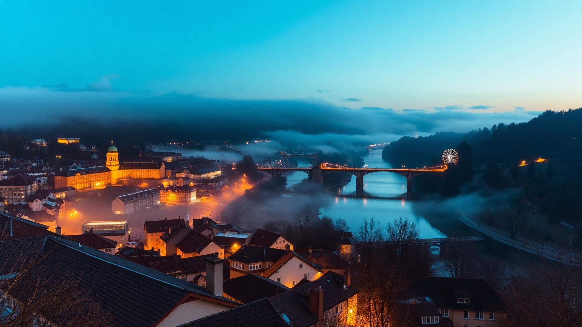 Little Falls rooftops at dusk